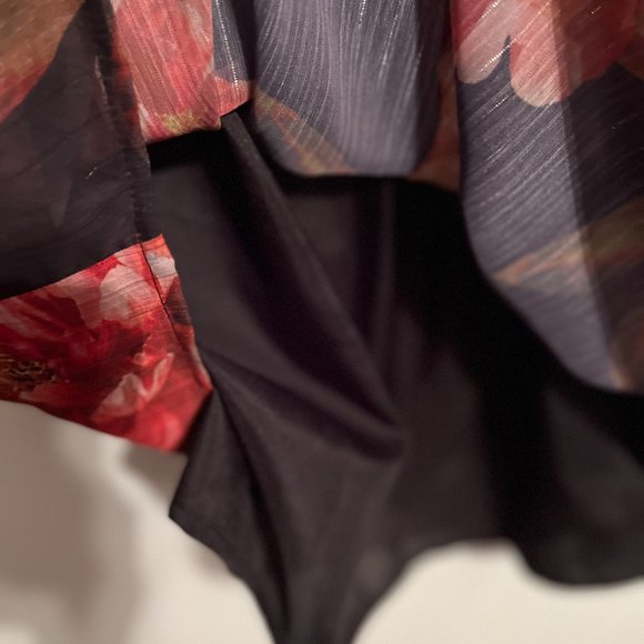 NWOT ANA LINED FLORAL BLOUSE BELL SLEEVE SZ L - Picture 4 of 6